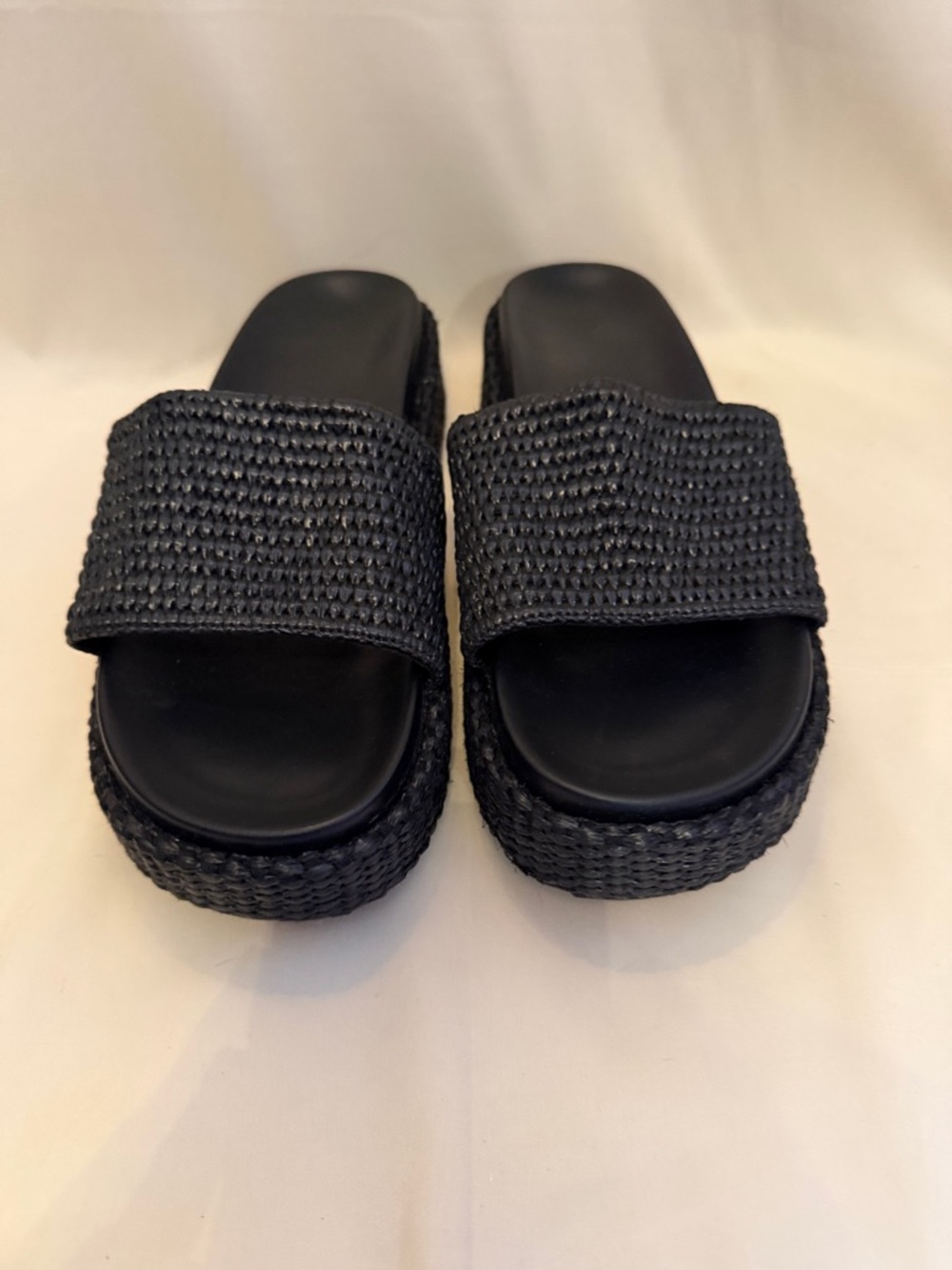 Black Woven Platform Slide Sandals - Women's - Picture 2 of 6